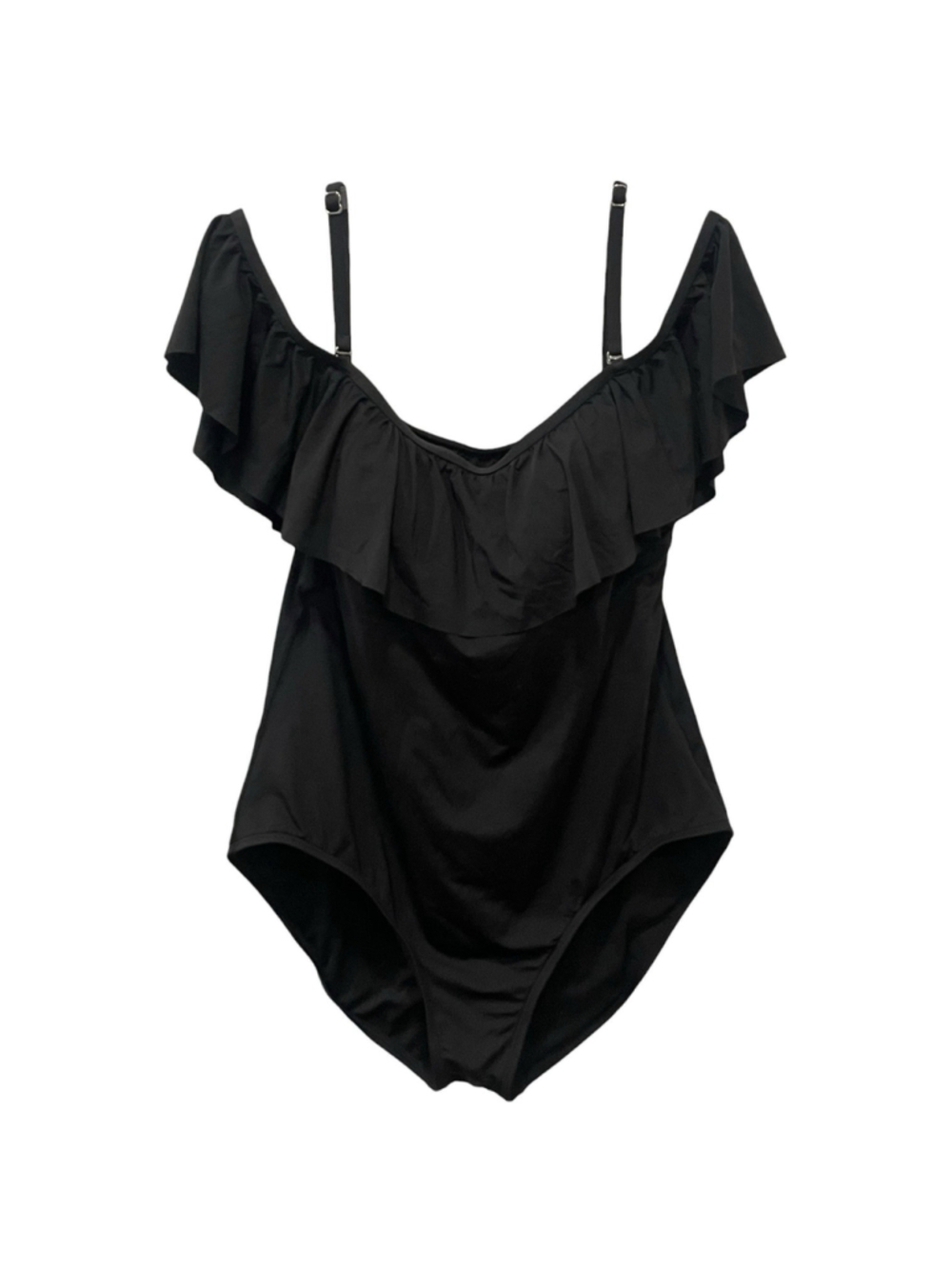 Jantzen Womens Size 16 Ruffle Off the Shoulder Swimsuit One Piece Black